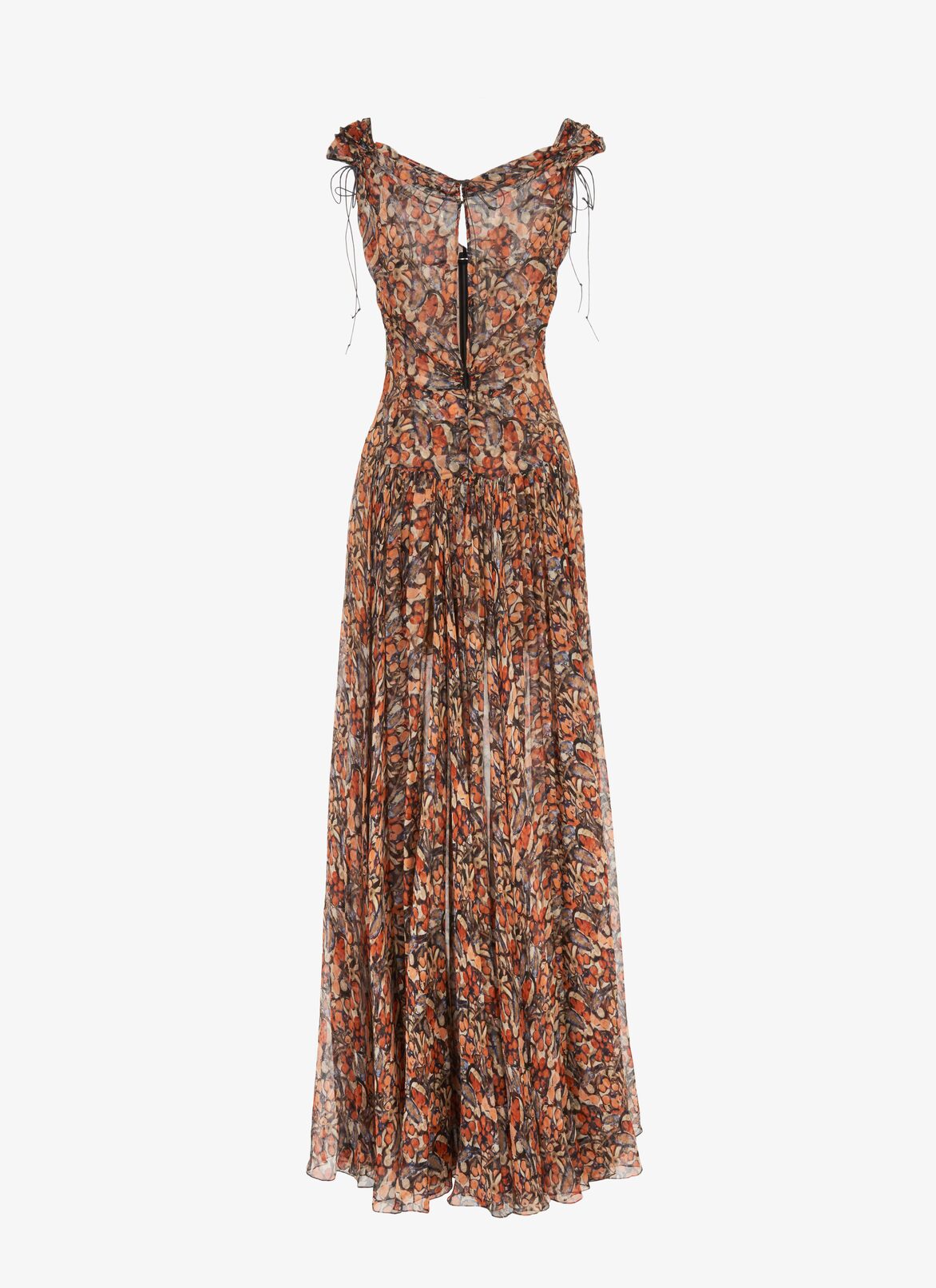 Flowing Silk Chiffon Dress  ALAÏA MULTICOLOR ORANGE FLOWING SILK CHIFFON DRESS